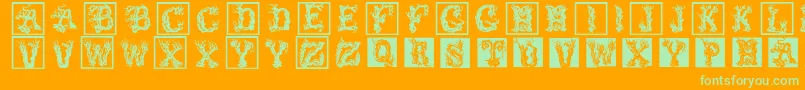 Treelike Font – Green Fonts on Orange Background