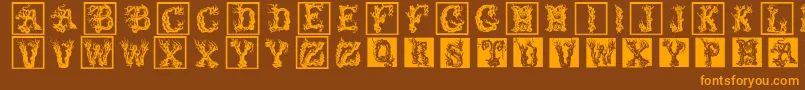 Treelike-Schriftart – Orangefarbene Schriften auf braunem Hintergrund