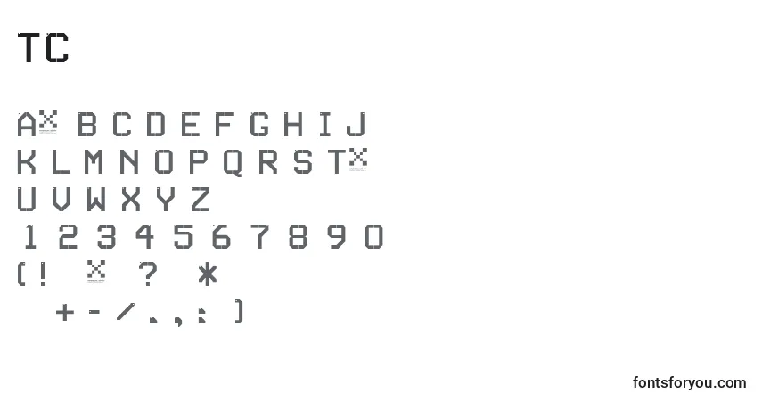 Schriftart TseriesC – Alphabet, Zahlen, spezielle Symbole