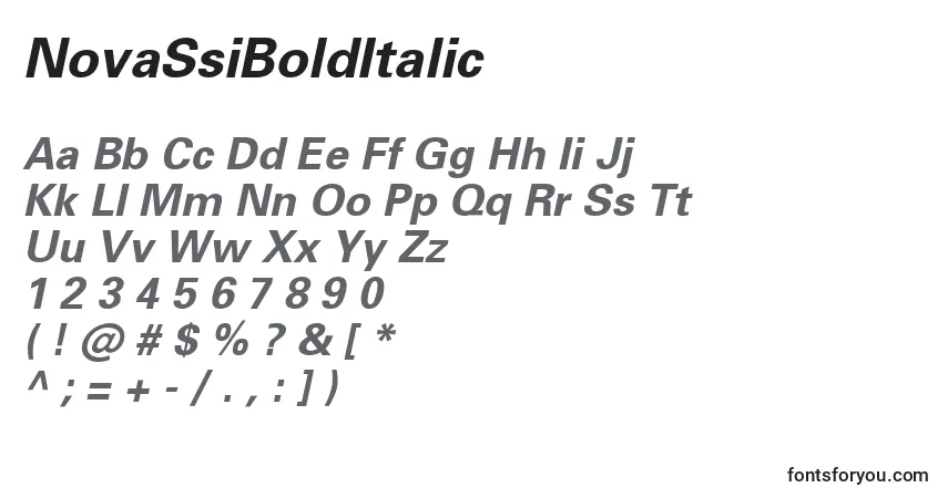 A fonte NovaSsiBoldItalic – alfabeto, números, caracteres especiais