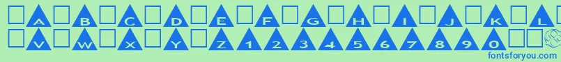 Czcionka AlphashapesTriangles – niebieskie czcionki na zielonym tle