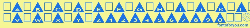 AlphashapesTriangles-Schriftart – Blaue Schriften auf gelbem Hintergrund