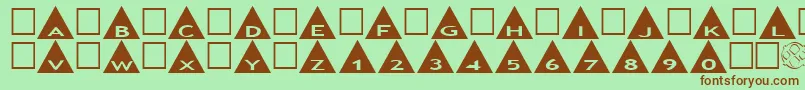 フォントAlphashapesTriangles – 緑の背景に茶色のフォント