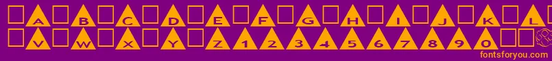 AlphashapesTriangles-fontti – oranssit fontit violetilla taustalla