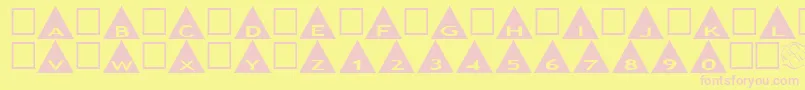AlphashapesTriangles-Schriftart – Rosa Schriften auf gelbem Hintergrund