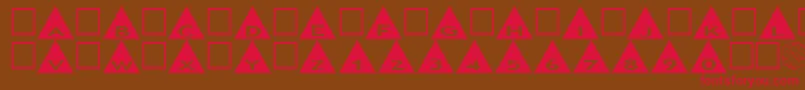 フォントAlphashapesTriangles – 赤い文字が茶色の背景にあります。
