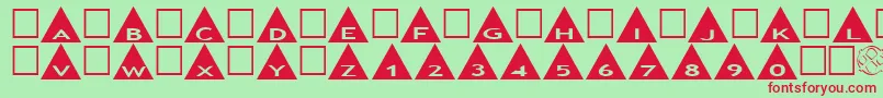AlphashapesTriangles-Schriftart – Rote Schriften auf grünem Hintergrund