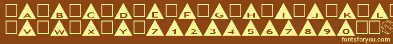 AlphashapesTriangles-fontti – keltaiset fontit ruskealla taustalla