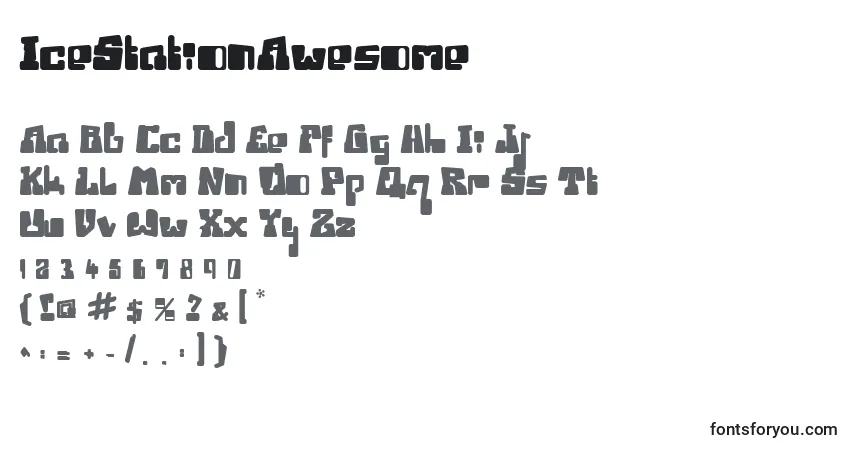 Czcionka IceStationAwesome – alfabet, cyfry, specjalne znaki