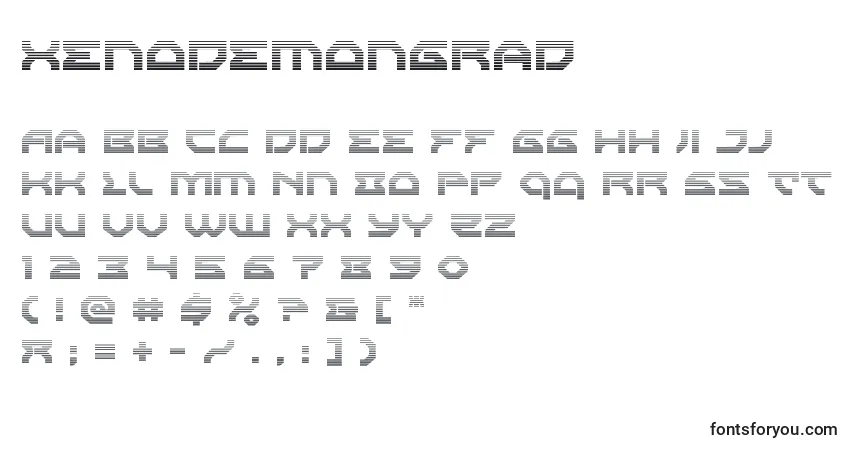 Xenodemongrad Font – alphabet, numbers, special characters