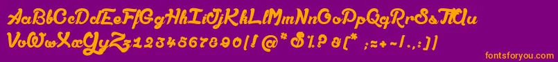 AmandesSalees-Schriftart – Orangefarbene Schriften auf violettem Hintergrund