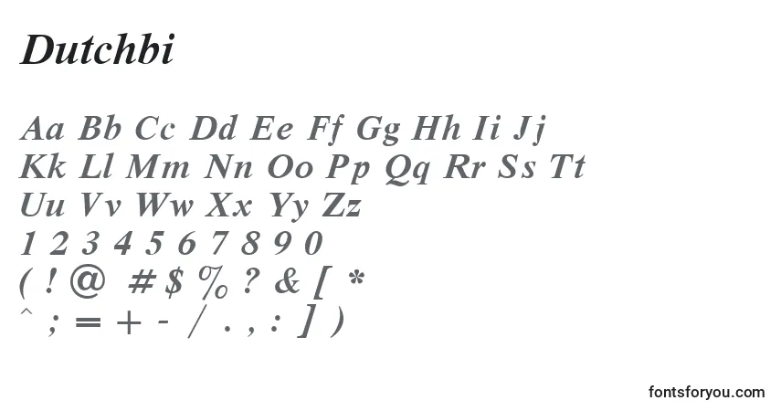 Шрифт Dutchbi – алфавит, цифры, специальные символы