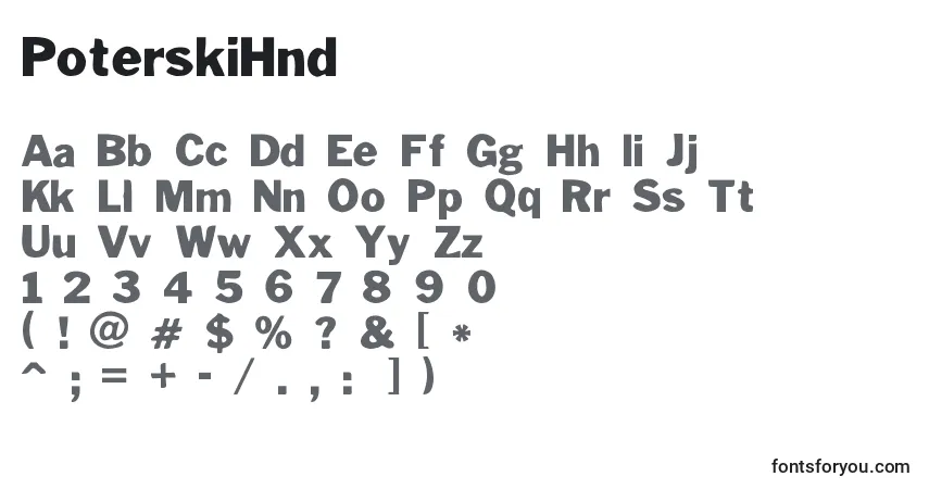 Schriftart PoterskiHnd – Alphabet, Zahlen, spezielle Symbole