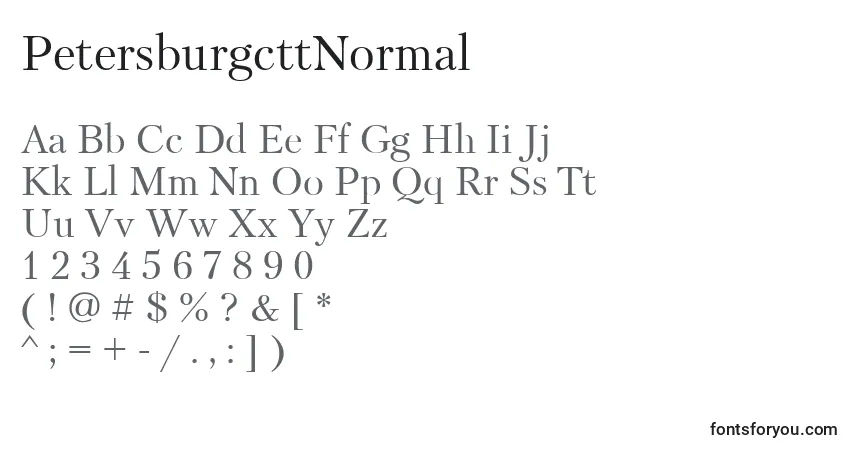 A fonte PetersburgcttNormal – alfabeto, números, caracteres especiais