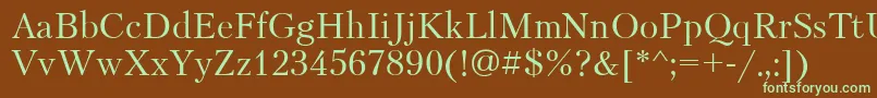 PetersburgcttNormal-fontti – vihreät fontit ruskealla taustalla