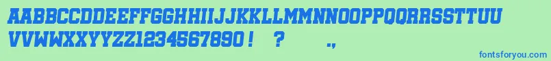 フォントSoccerleagueItalic – 青い文字は緑の背景です。