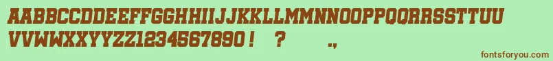 SoccerleagueItalic-Schriftart – Braune Schriften auf grünem Hintergrund
