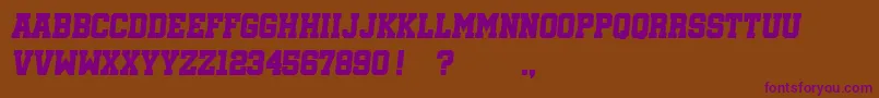 フォントSoccerleagueItalic – 紫色のフォント、茶色の背景