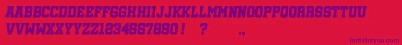 SoccerleagueItalic-Schriftart – Violette Schriften auf rotem Hintergrund