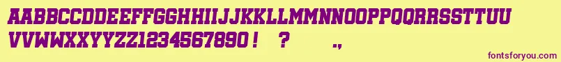 Шрифт SoccerleagueItalic – фиолетовые шрифты на жёлтом фоне