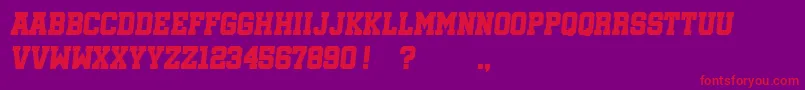 フォントSoccerleagueItalic – 紫の背景に赤い文字