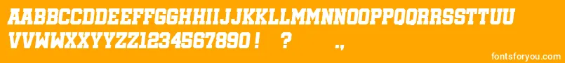 Шрифт SoccerleagueItalic – белые шрифты на оранжевом фоне
