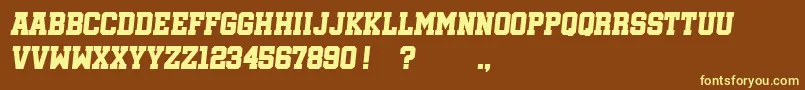 Шрифт SoccerleagueItalic – жёлтые шрифты на коричневом фоне