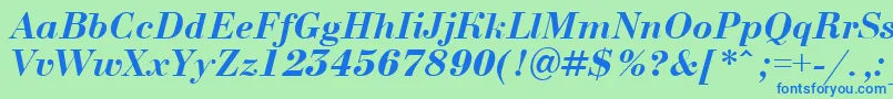 BodoninovaBolditalic Font – Blue Fonts on Green Background