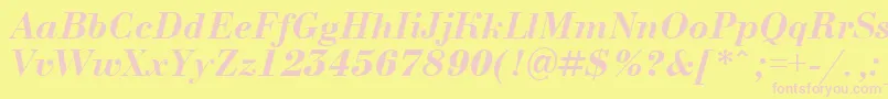 Fonte BodoninovaBolditalic – fontes rosa em um fundo amarelo