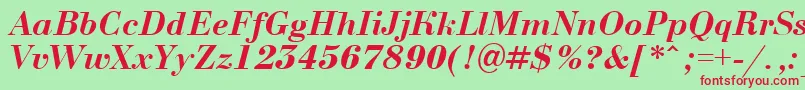 Fonte BodoninovaBolditalic – fontes vermelhas em um fundo verde