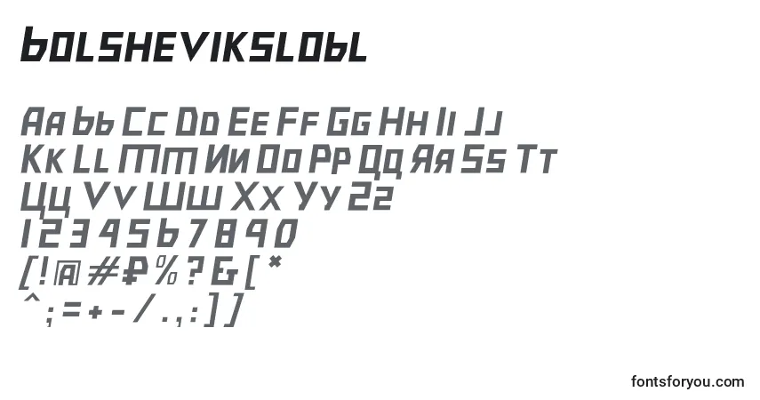 Czcionka Bolshevikslobl – alfabet, cyfry, specjalne znaki