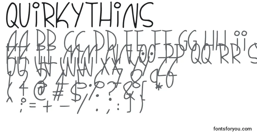 Czcionka QuirkyThins – alfabet, cyfry, specjalne znaki