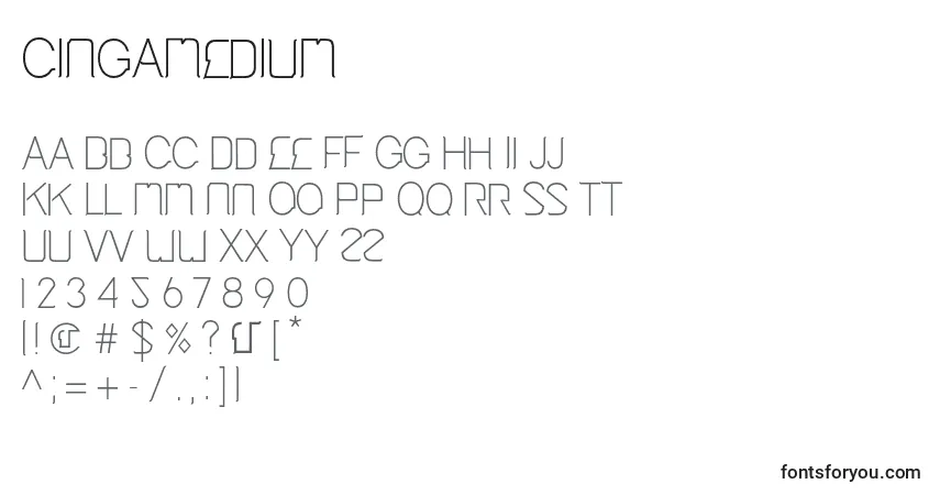 Шрифт CingaMedium – алфавит, цифры, специальные символы