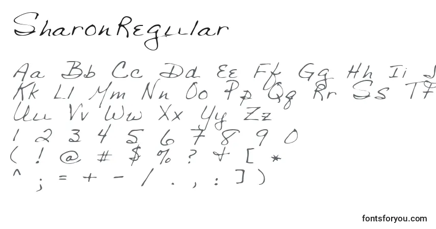Schriftart SharonRegular – Alphabet, Zahlen, spezielle Symbole