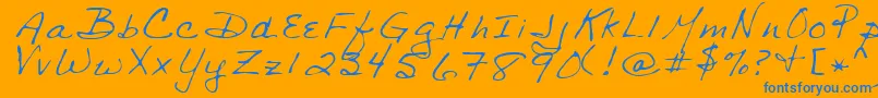 SharonRegular-Schriftart – Blaue Schriften auf orangefarbenem Hintergrund