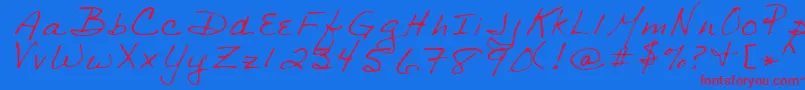 フォントSharonRegular – 赤い文字の青い背景