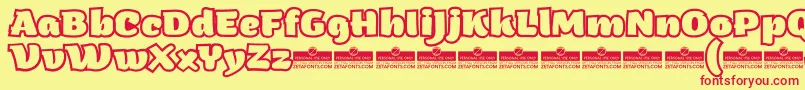 ArturoHeavyOutlineTrial Font – Red Fonts on Yellow Background