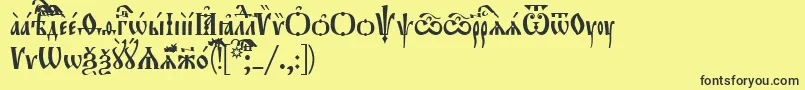 Orthodox.TtUcs8Tight-Schriftart – Schwarze Schriften auf gelbem Hintergrund