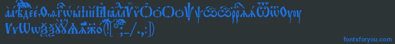 フォントOrthodox.TtUcs8Tight – 黒い背景に青い文字