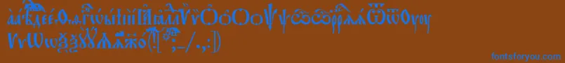 Orthodox.TtUcs8Tight-Schriftart – Blaue Schriften auf braunem Hintergrund