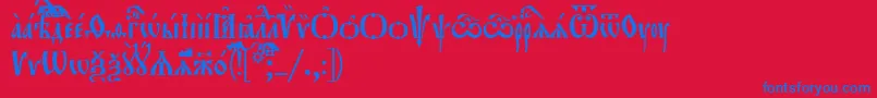 Orthodox.TtUcs8Tight-Schriftart – Blaue Schriften auf rotem Hintergrund