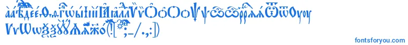 Orthodox.TtUcs8Tight-Schriftart – Blaue Schriften auf weißem Hintergrund