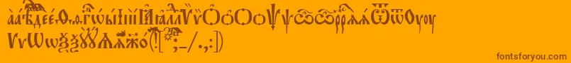 Orthodox.TtUcs8Tight-Schriftart – Braune Schriften auf orangefarbenem Hintergrund
