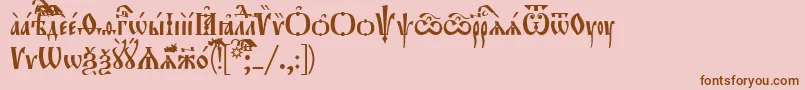 フォントOrthodox.TtUcs8Tight – ピンクの背景に茶色のフォント