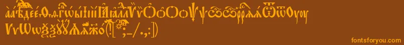 フォントOrthodox.TtUcs8Tight – オレンジ色の文字が茶色の背景にあります。