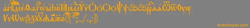 Orthodox.TtUcs8Tight-Schriftart – Orangefarbene Schriften auf grauem Hintergrund