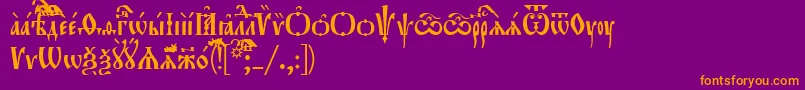 フォントOrthodox.TtUcs8Tight – 紫色の背景にオレンジのフォント