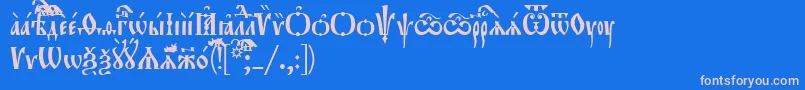 フォントOrthodox.TtUcs8Tight – ピンクの文字、青い背景