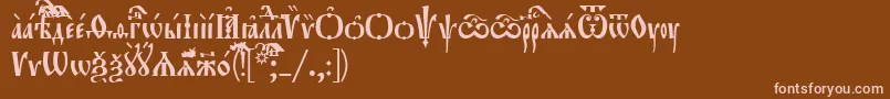 Orthodox.TtUcs8Tight-fontti – vaaleanpunaiset fontit ruskealla taustalla