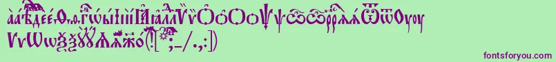 Шрифт Orthodox.TtUcs8Tight – фиолетовые шрифты на зелёном фоне